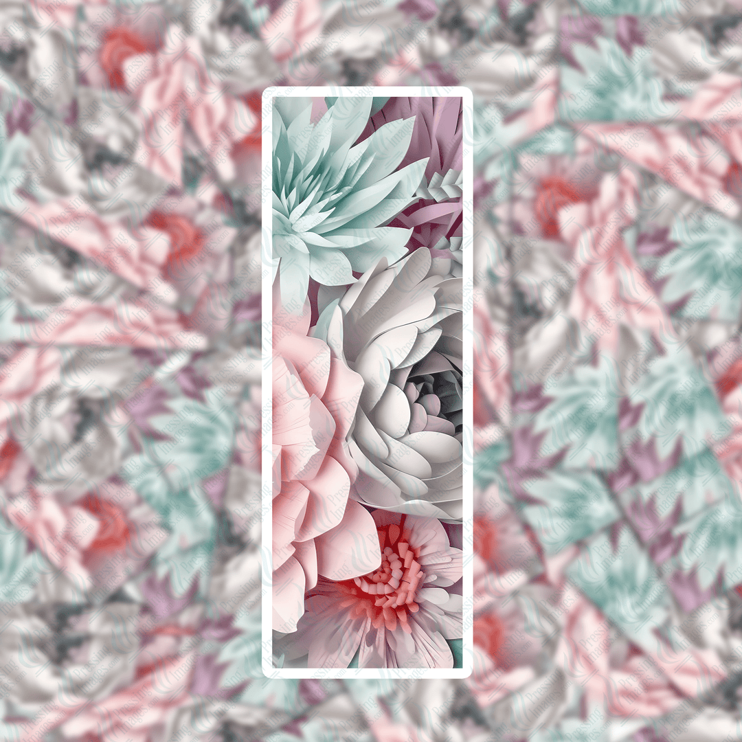 Pi 0418 3D Paper Flower Four Bookmark Decal & Acrylic Blank - Pressing Images