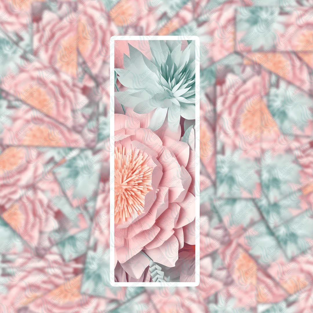 PI 0419 3D Paper Flowers Five Bookmark Decal & Acrylic Blank - Pressing Images