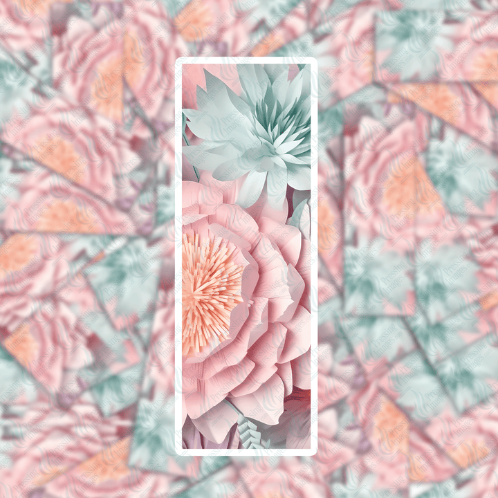 PI 0419 3D Paper Flowers Five Bookmark Decal & Acrylic Blank - Pressing Images