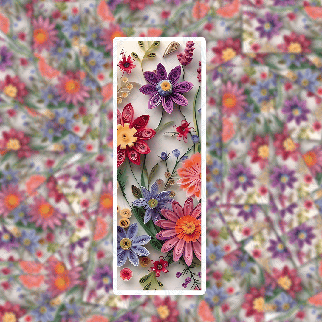 PI 0423 3D Paper Flower Six Bookmark Decal & Acrylic Blank - Pressing Images