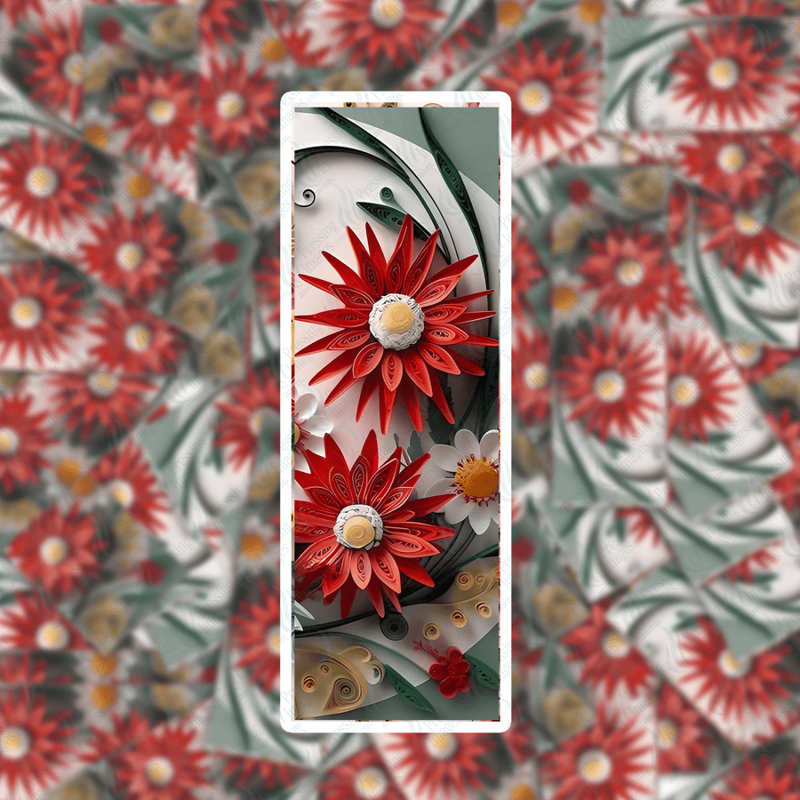 Pi 0424 3D Paper Flower Seven Bookmark Decal & Acrylic Blank - Pressing Images