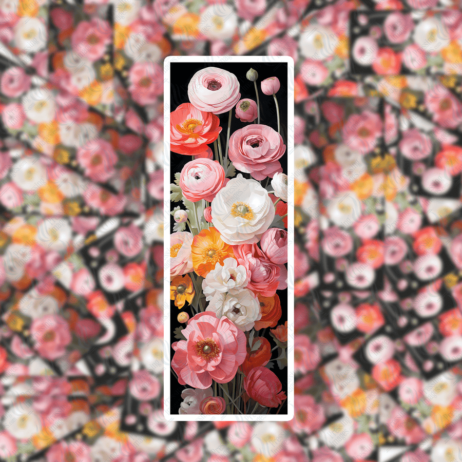 Pi 391 Floral Ranunculus Bookmark Decal & Acrylic Blank - Pressing Images