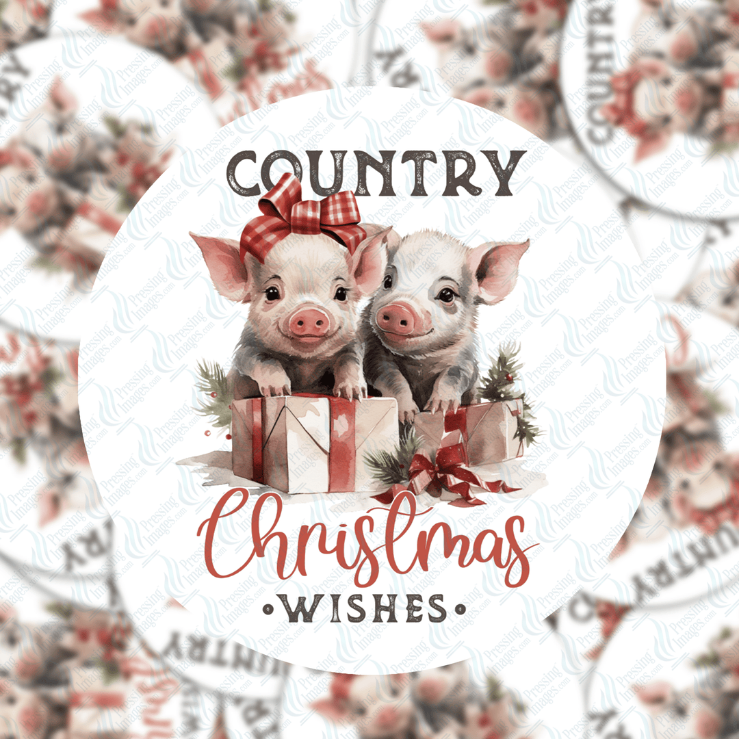 PI 5106 Country Christmas 3" Ornament Decal & Acrylic Blank - Pressing Images