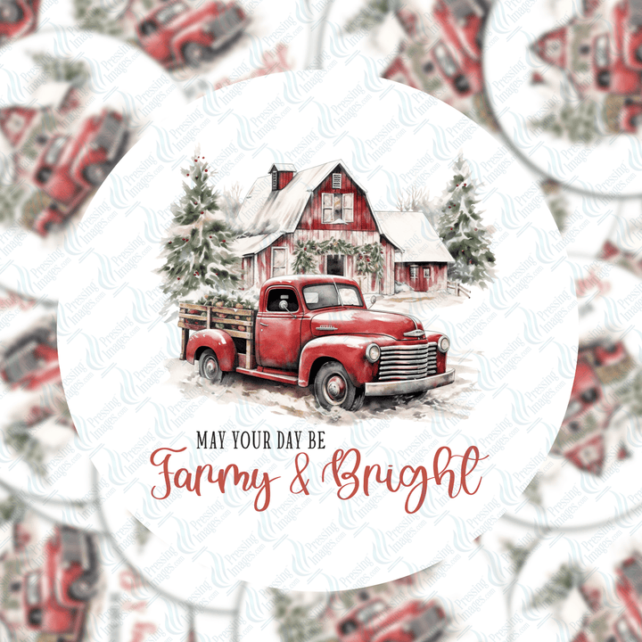 PI 5107 Farmy and Bright 3" Ornament Decal & Acrylic Blank - Pressing Images