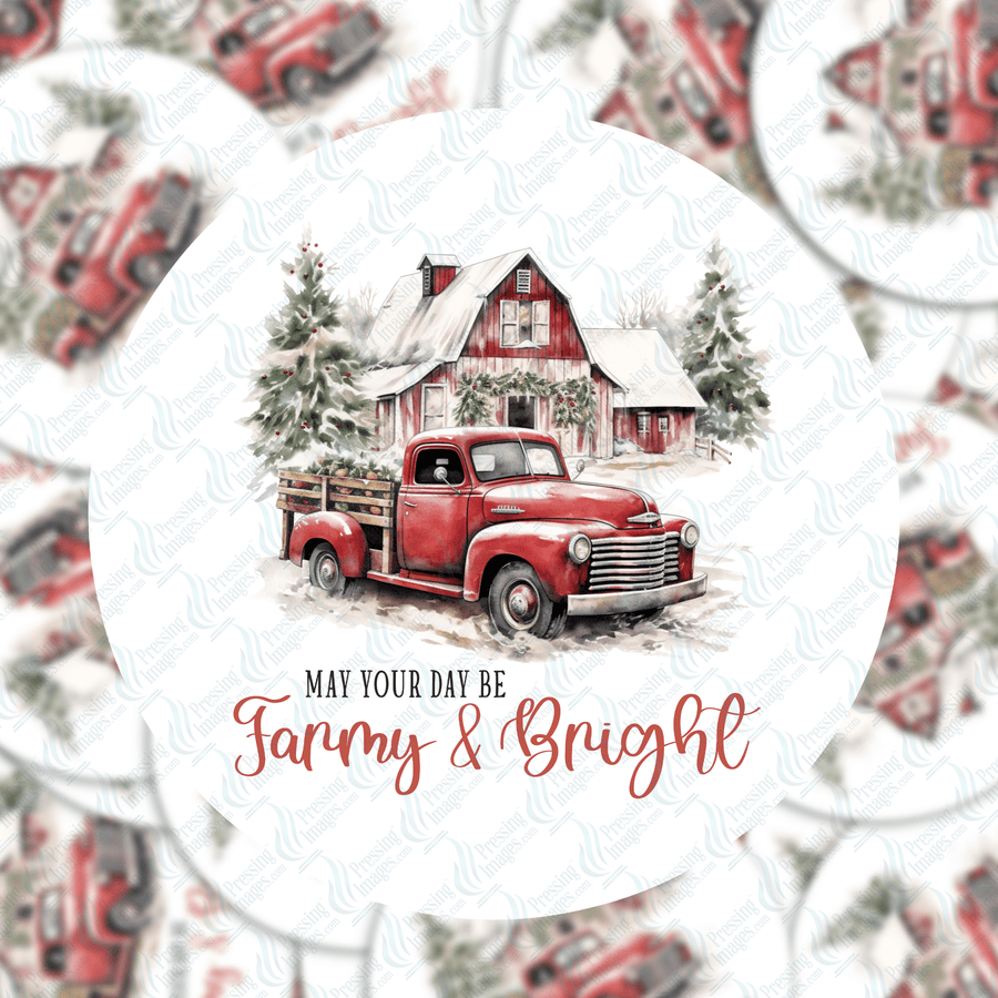 PI 5107 Farmy and Bright 3" Ornament Decal & Acrylic Blank - Pressing Images