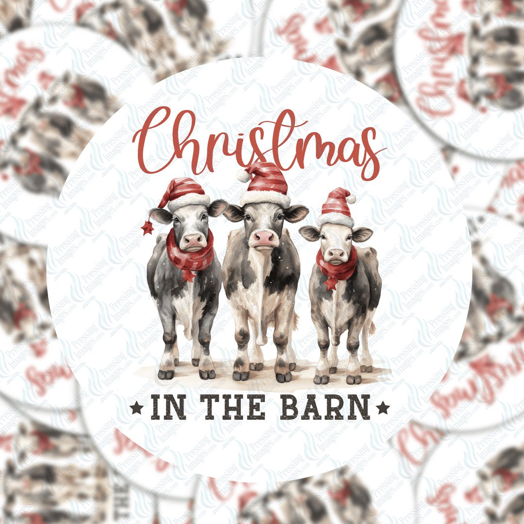 PI 5109 Christmas in the Barn 3" Ornament Decal & Acrylic Blank - Pressing Images