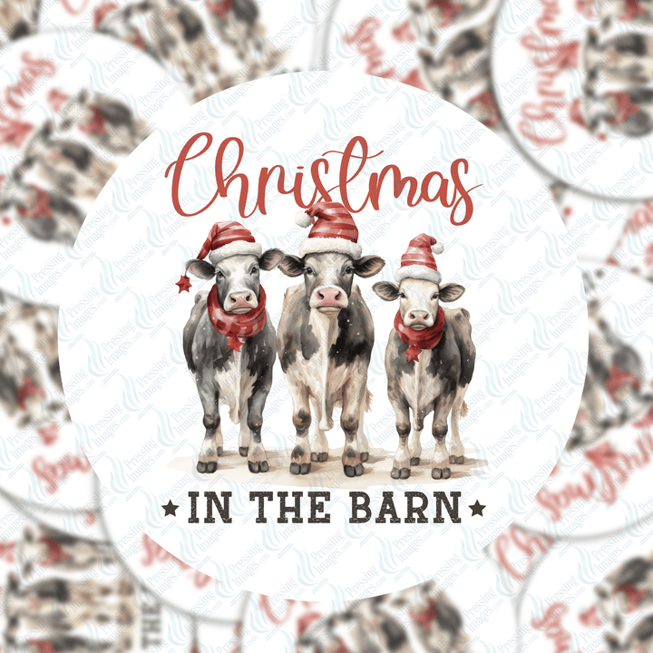 PI 5109 Christmas in the Barn 3" Ornament Decal & Acrylic Blank - Pressing Images