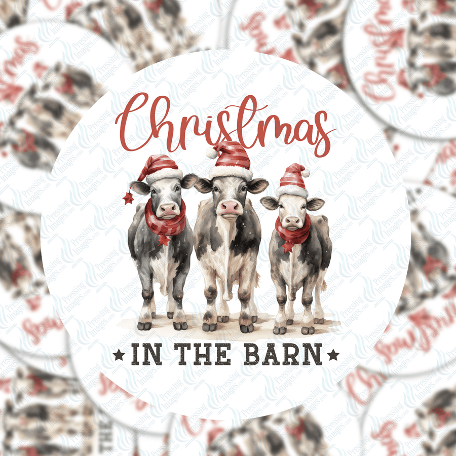 PI 5109 Christmas in the Barn 3" Ornament Decal & Acrylic Blank - Pressing Images