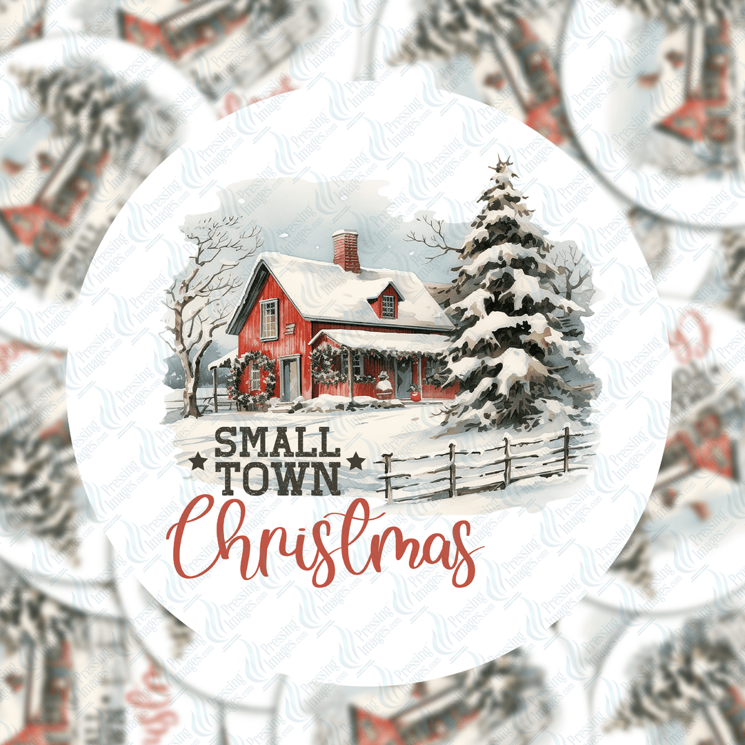 PI 5111 Small Town Christmas 3" Ornament Decal & Acrylic Blank - Pressing Images