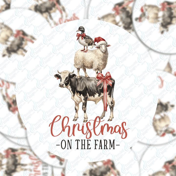 PI 5112 Christmas on the Farm 3" Ornament Decal & Acrylic Blank - Pressing Images