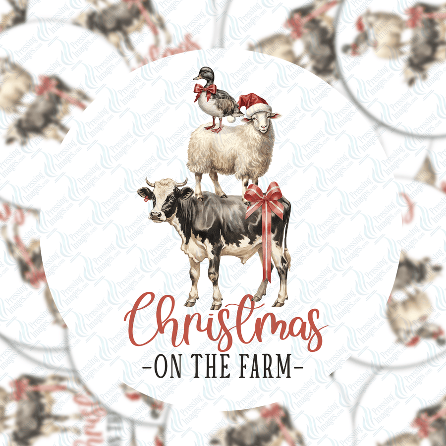 PI 5112 Christmas on the Farm 3" Ornament Decal & Acrylic Blank - Pressing Images