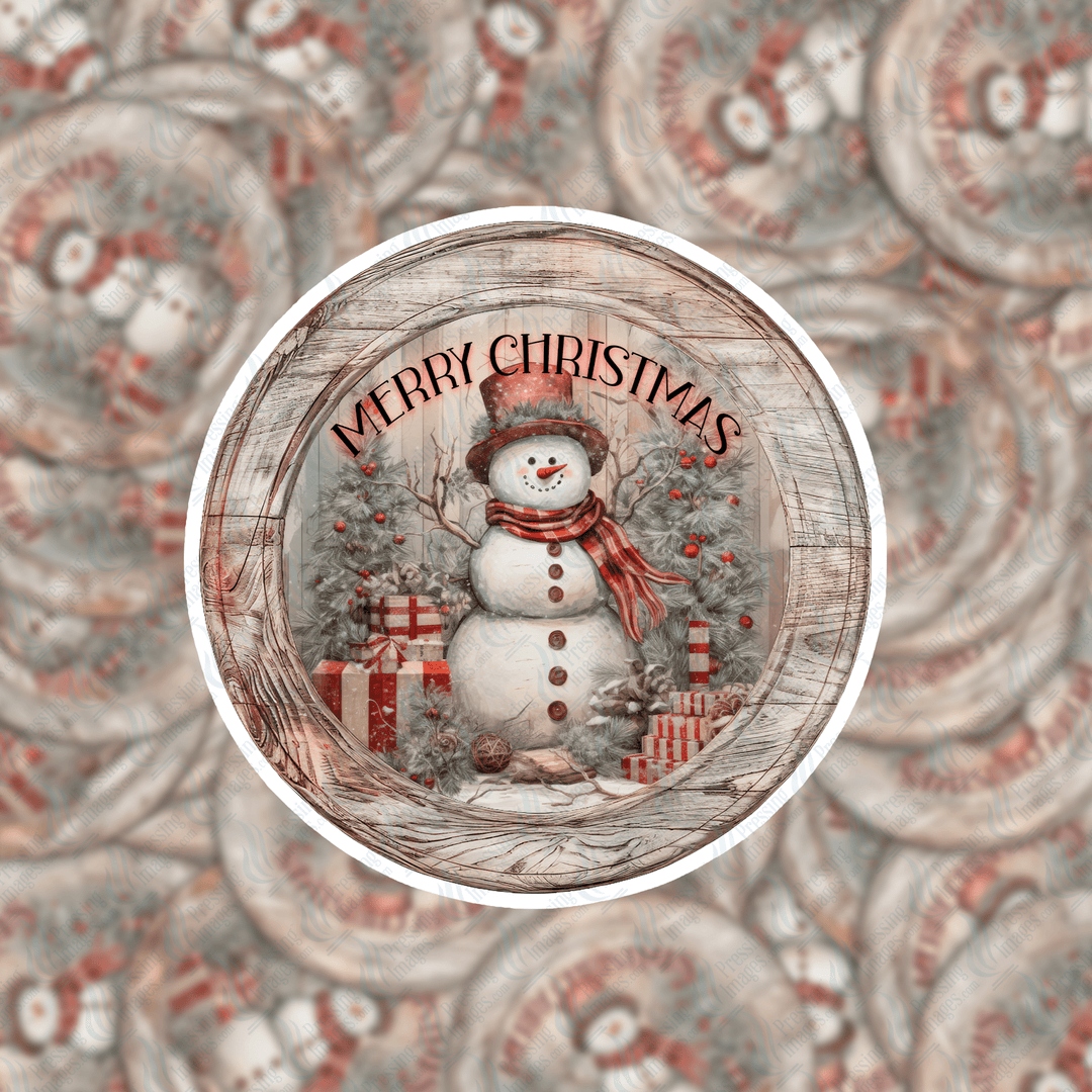 PI 5143 Merry Christmas Snowman 3" Decal & Acrylic Blank - Pressing Images