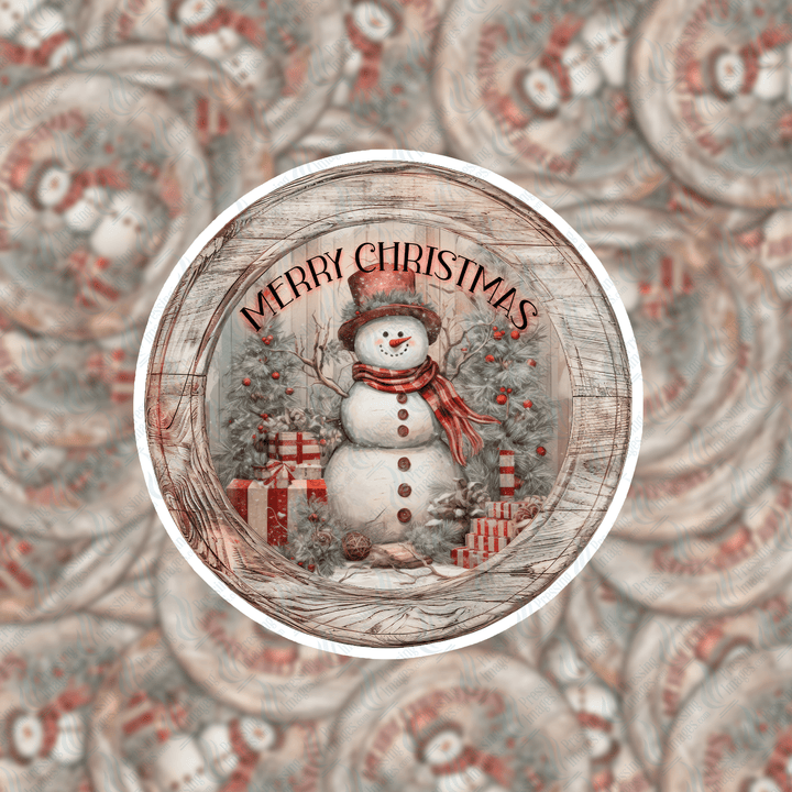 PI 5143 Merry Christmas Snowman 3" Decal & Acrylic Blank - Pressing Images