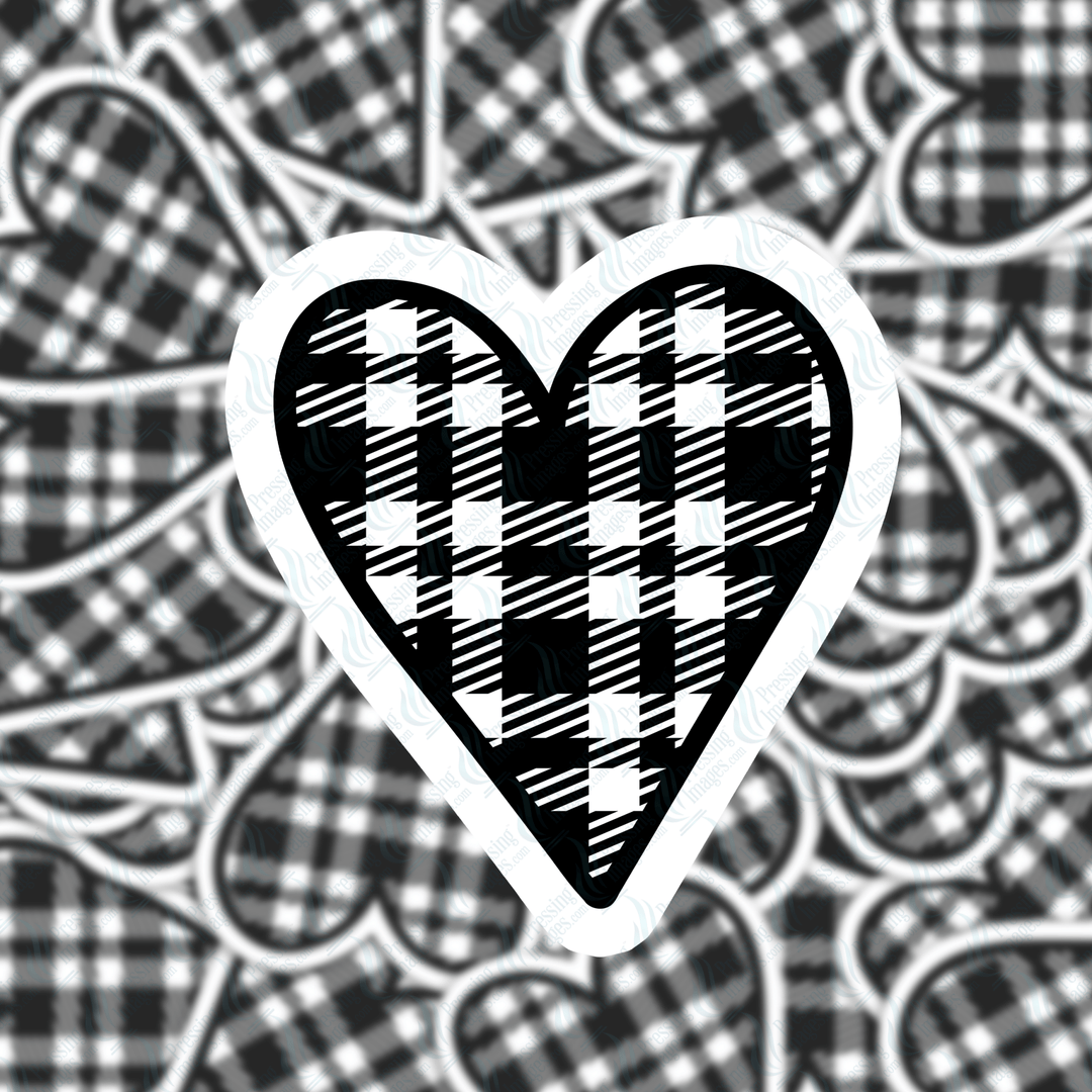 PI 5165 Black Plaid Heart Decal & Acrylic Blank - Pressing Images