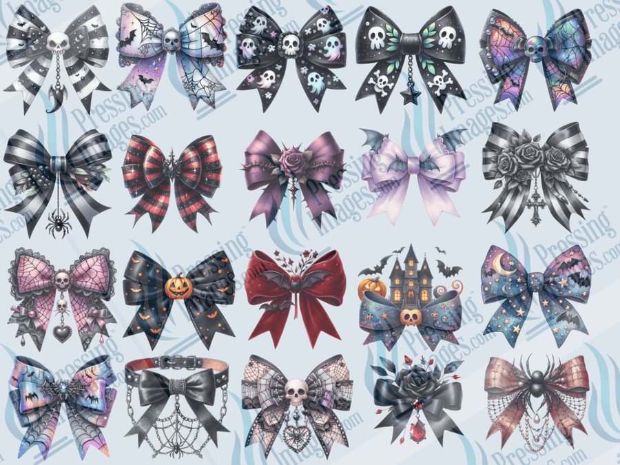 UVD 10002 12 X 16 Pre made Gangsheet Gothic Bows - Pressing Images