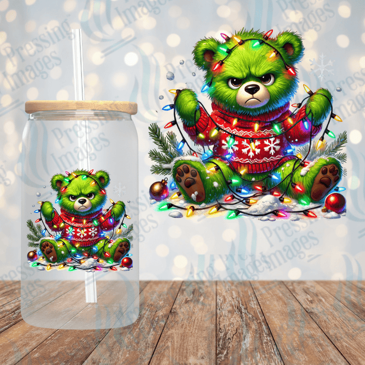 UVD 1719 Green Christmas bear - Pressing Images