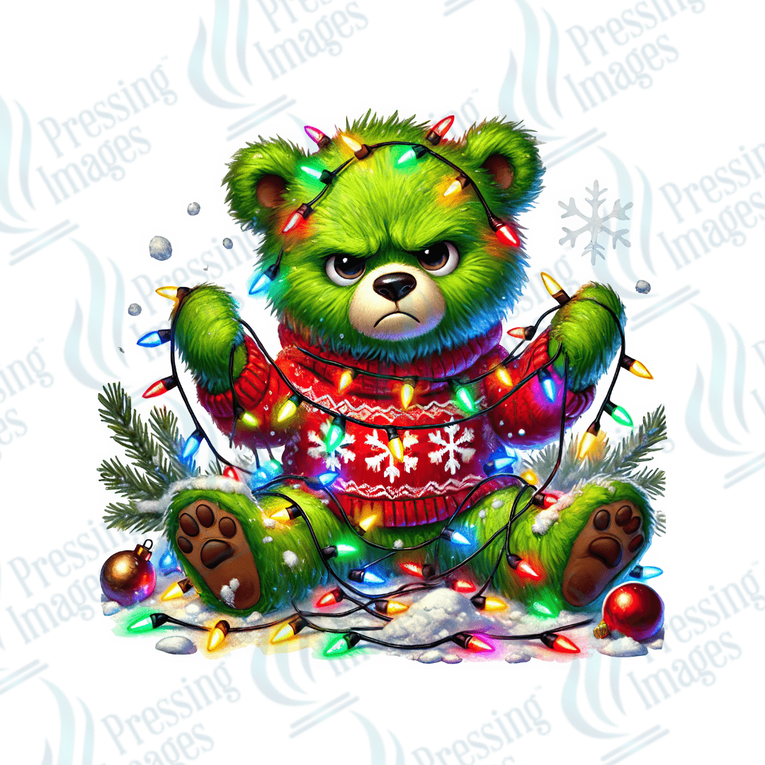 UVD 1719 Green Christmas bear - Pressing Images