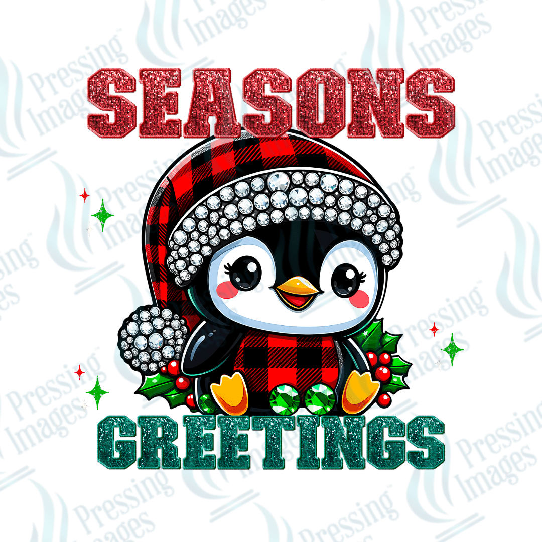 Seasons Greetings Penguin | Pressing Images (#1729)