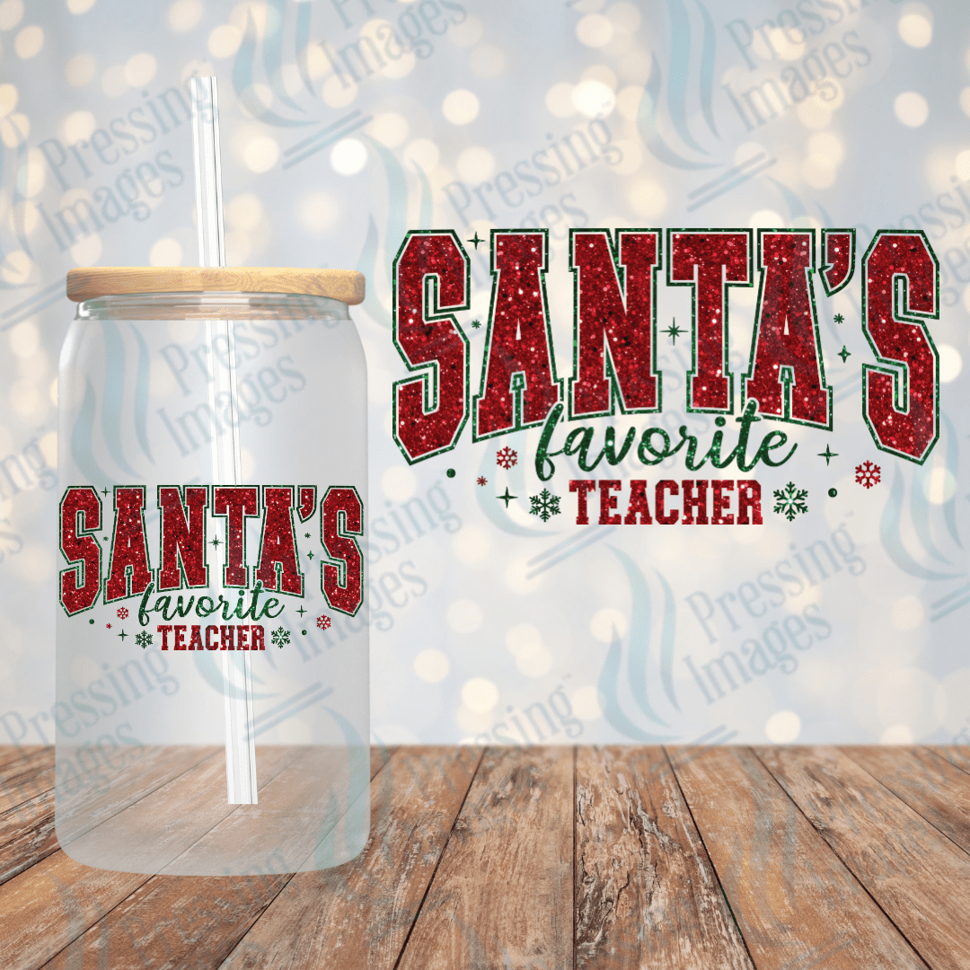 Santa's Favourite Teacher transfer - DTF, UV DTF, sublimation and vinyl | Pressing Images