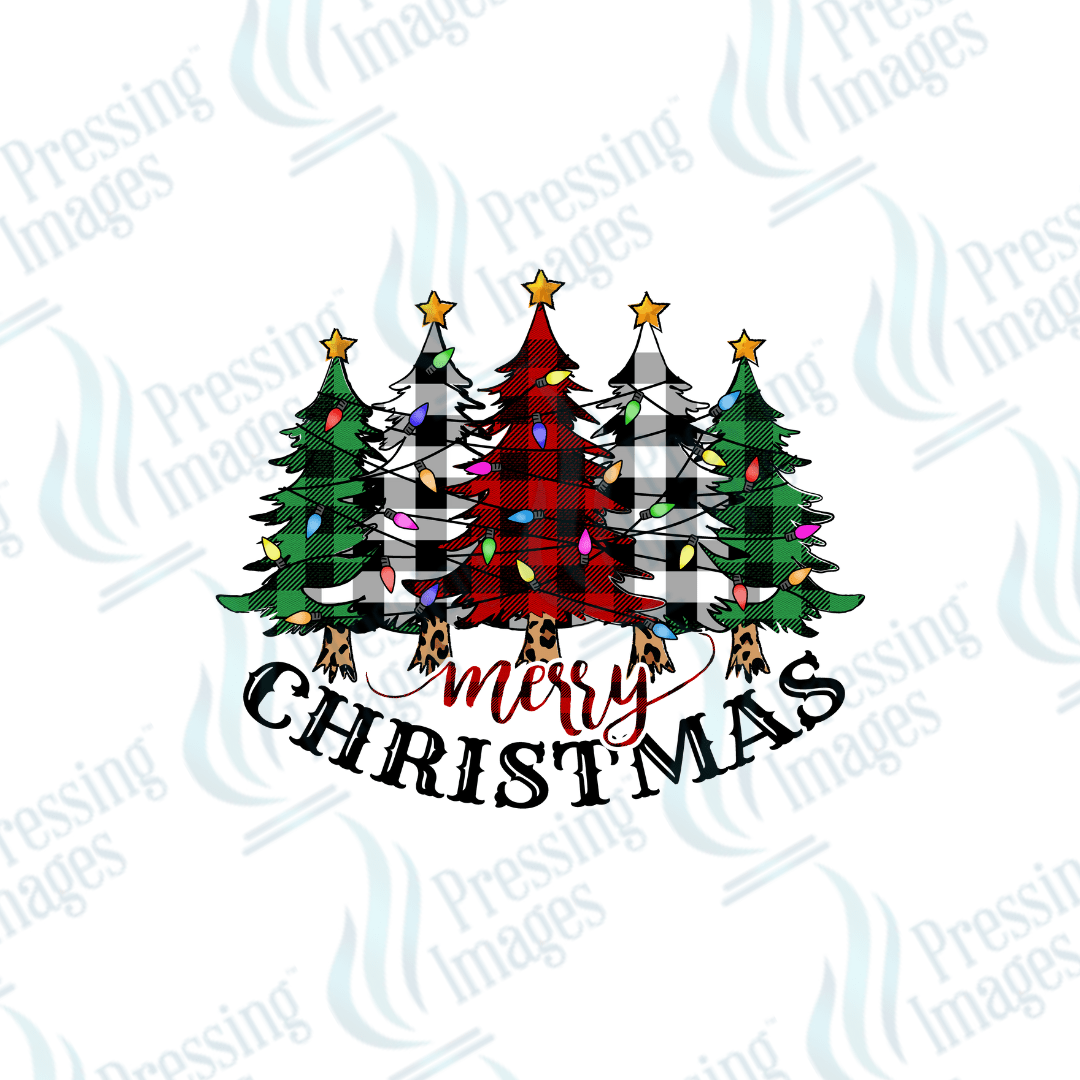 UVD 1830 Merry Christmas plaid trees - Pressing Images