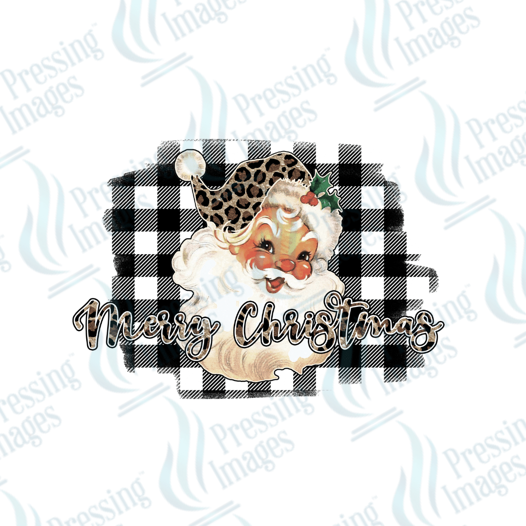 UVD 1835 Merry Christmas Buffalo plaid Santa - Pressing Images