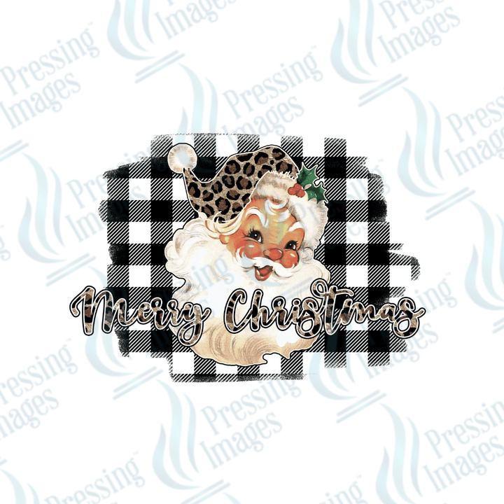 UVD 1835 Merry Christmas Buffalo plaid Santa - Pressing Images