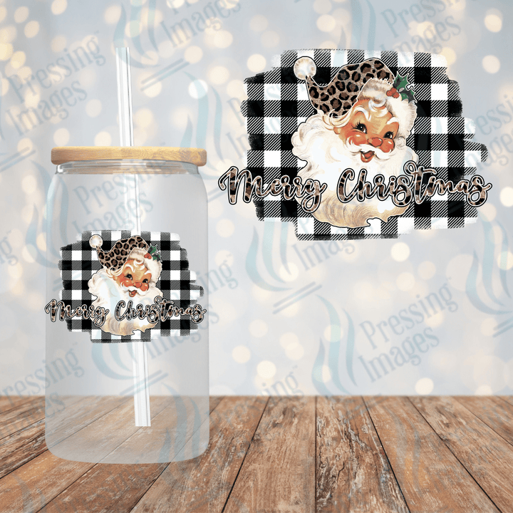 UVD 1835 Merry Christmas Buffalo plaid Santa - Pressing Images