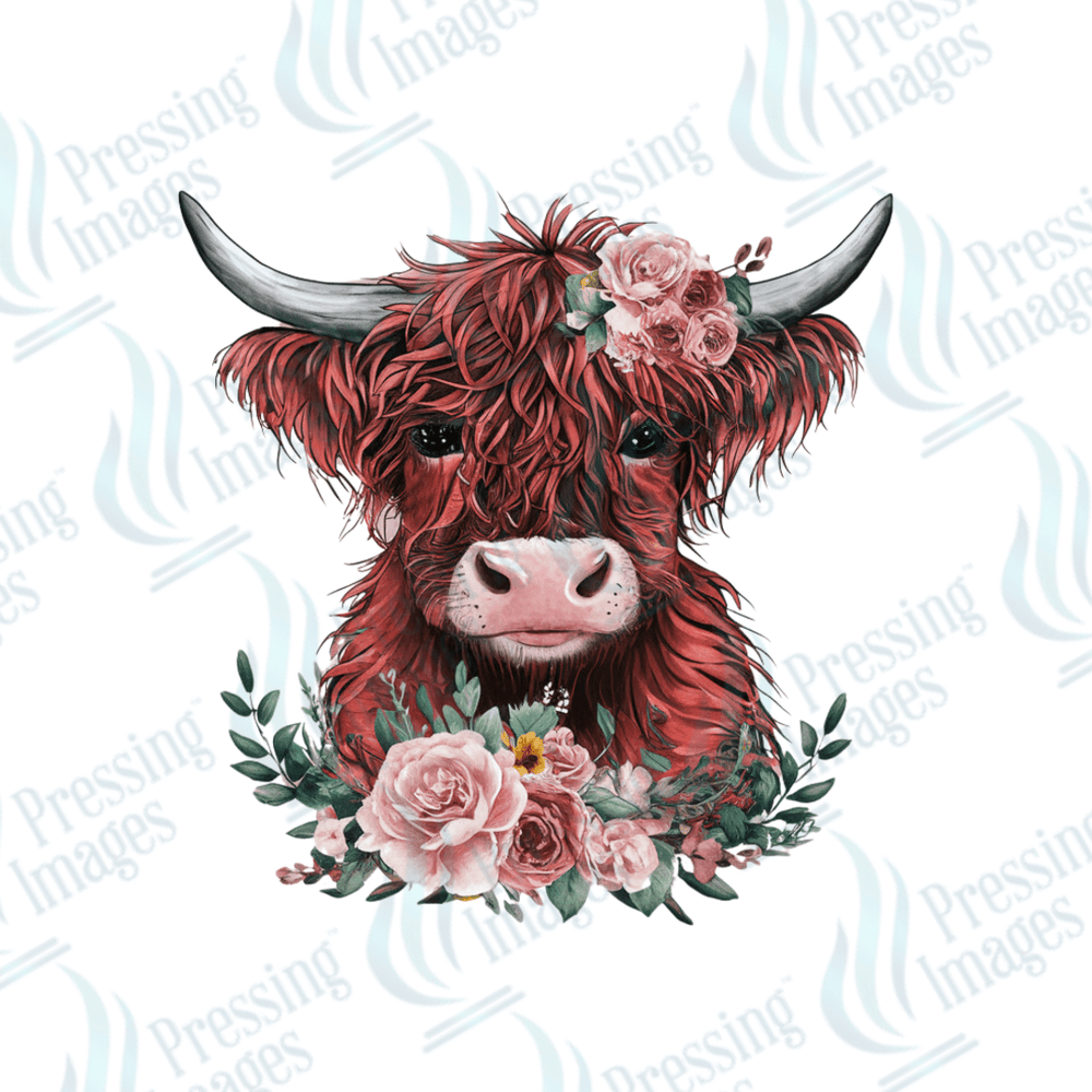 UVD 1902 Highland cow floral - Pressing Images