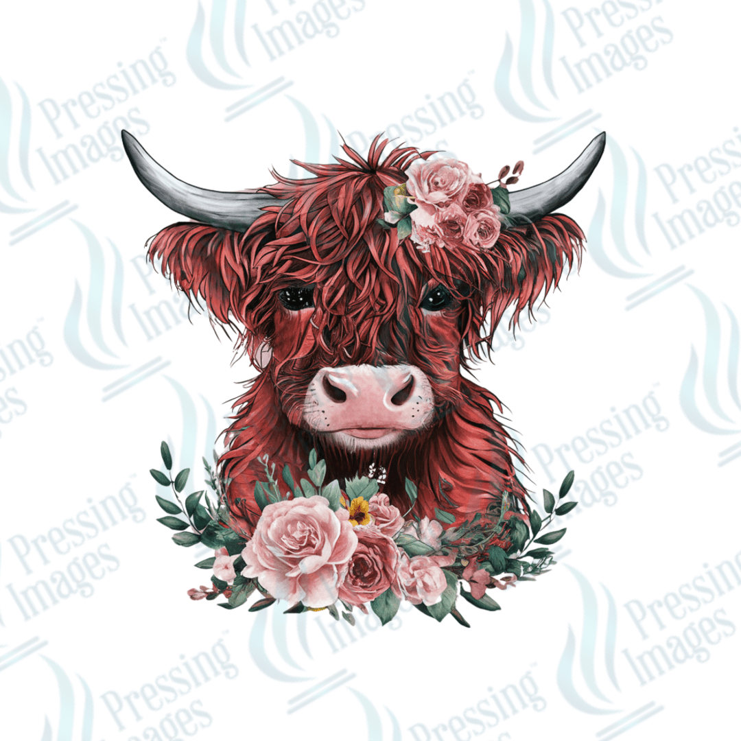 UVD 1902 Highland cow floral - Pressing Images