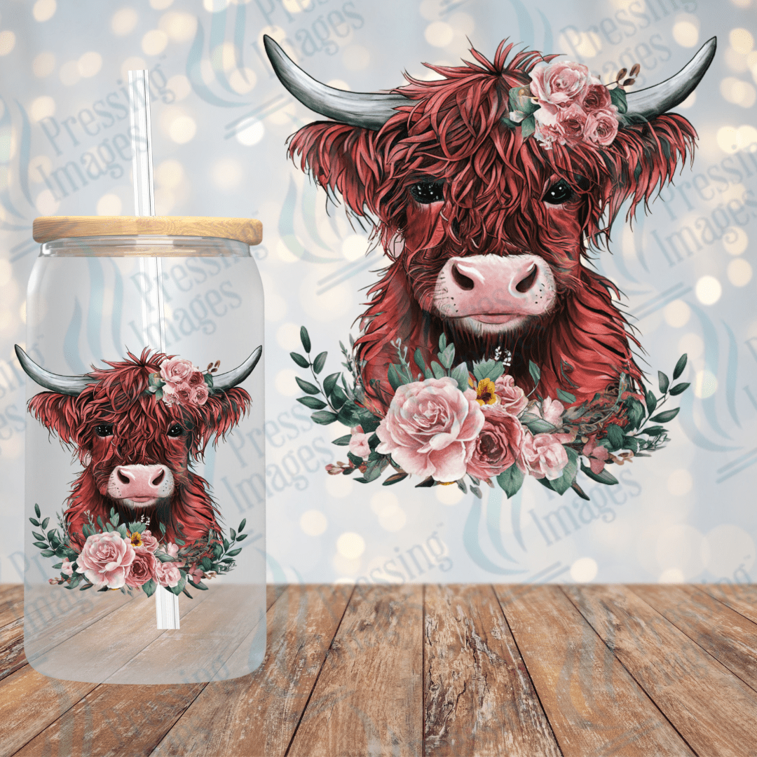 UVD 1902 Highland cow floral - Pressing Images