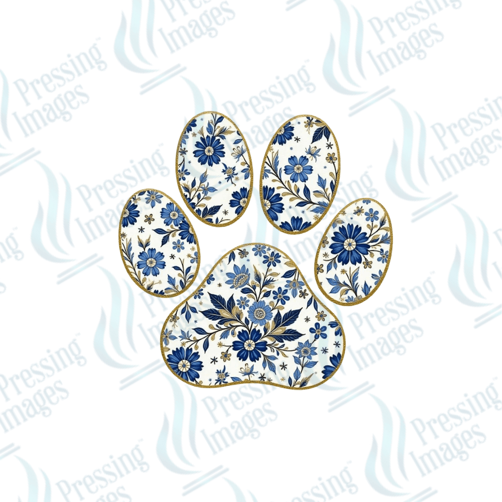 UVD 2188 Blue Floral Paw Print - Pressing Images