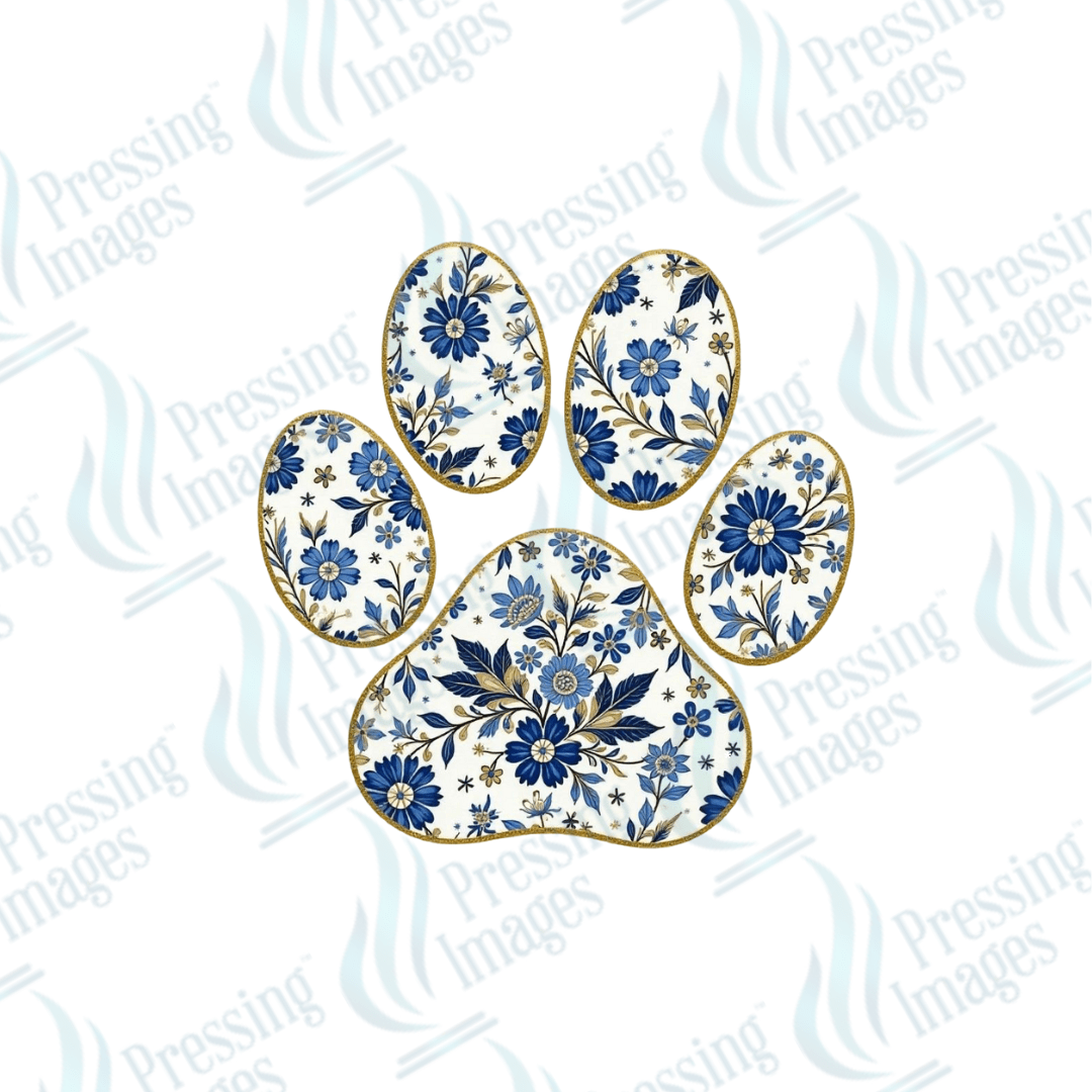 UVD 2188 Blue Floral Paw Print - Pressing Images