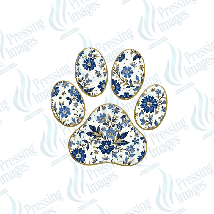 UVD 2188 Blue Floral Paw Print - Pressing Images