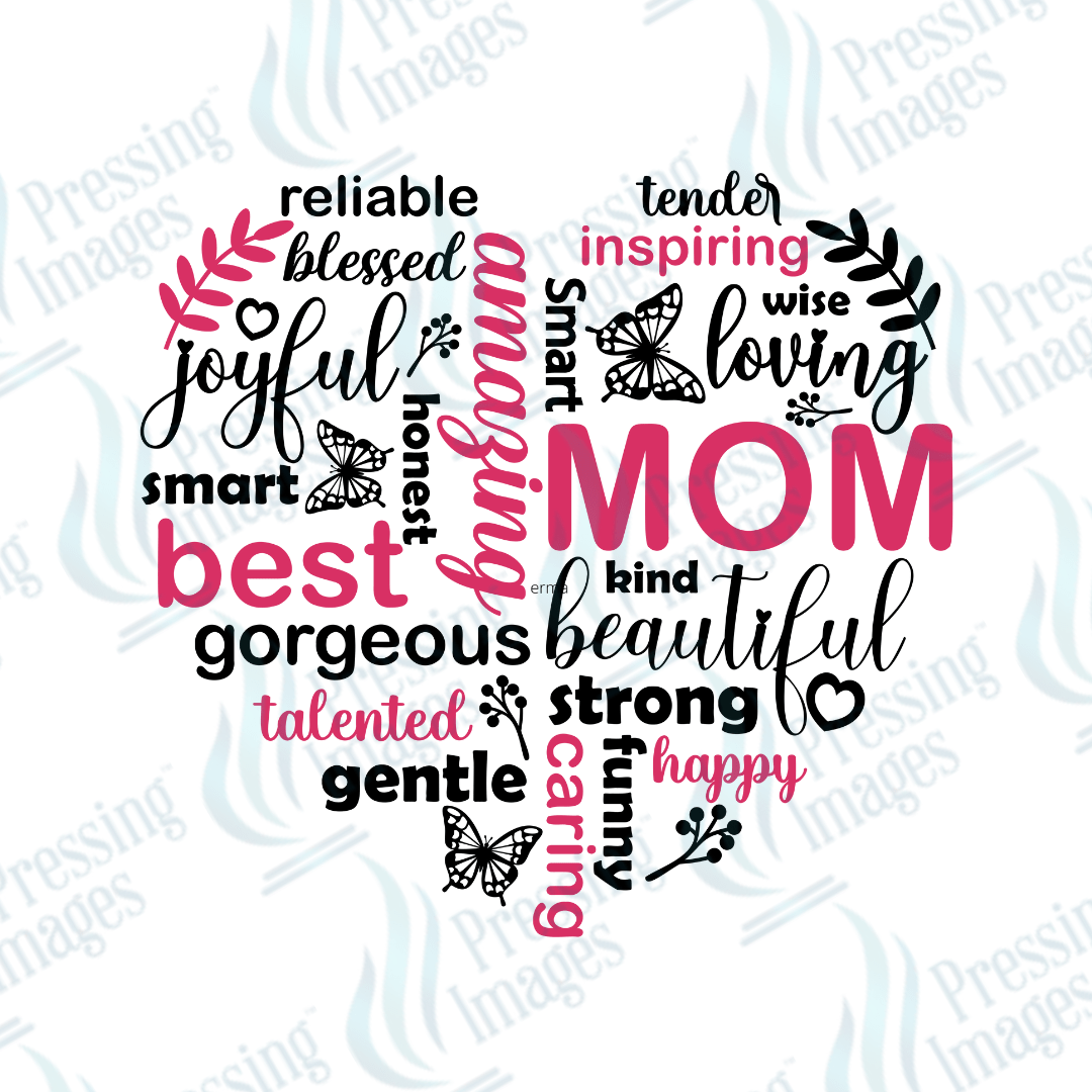 UVD 2308 Mom Heart Pink and Black - Pressing Images