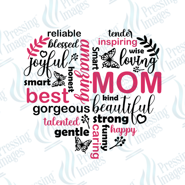 UVD 2308 Mom Heart Pink and Black - Pressing Images
