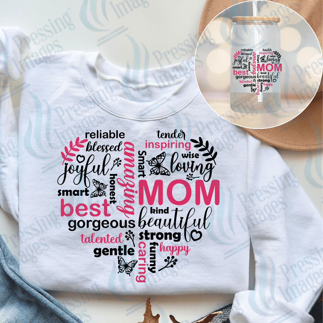 UVD 2308 Mom Heart Pink and Black - Pressing Images