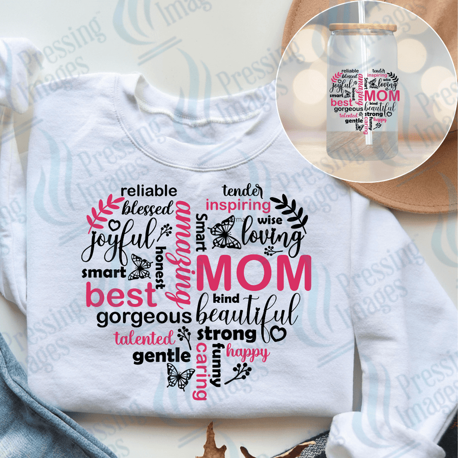 UVD 2308 Mom Heart Pink and Black - Pressing Images