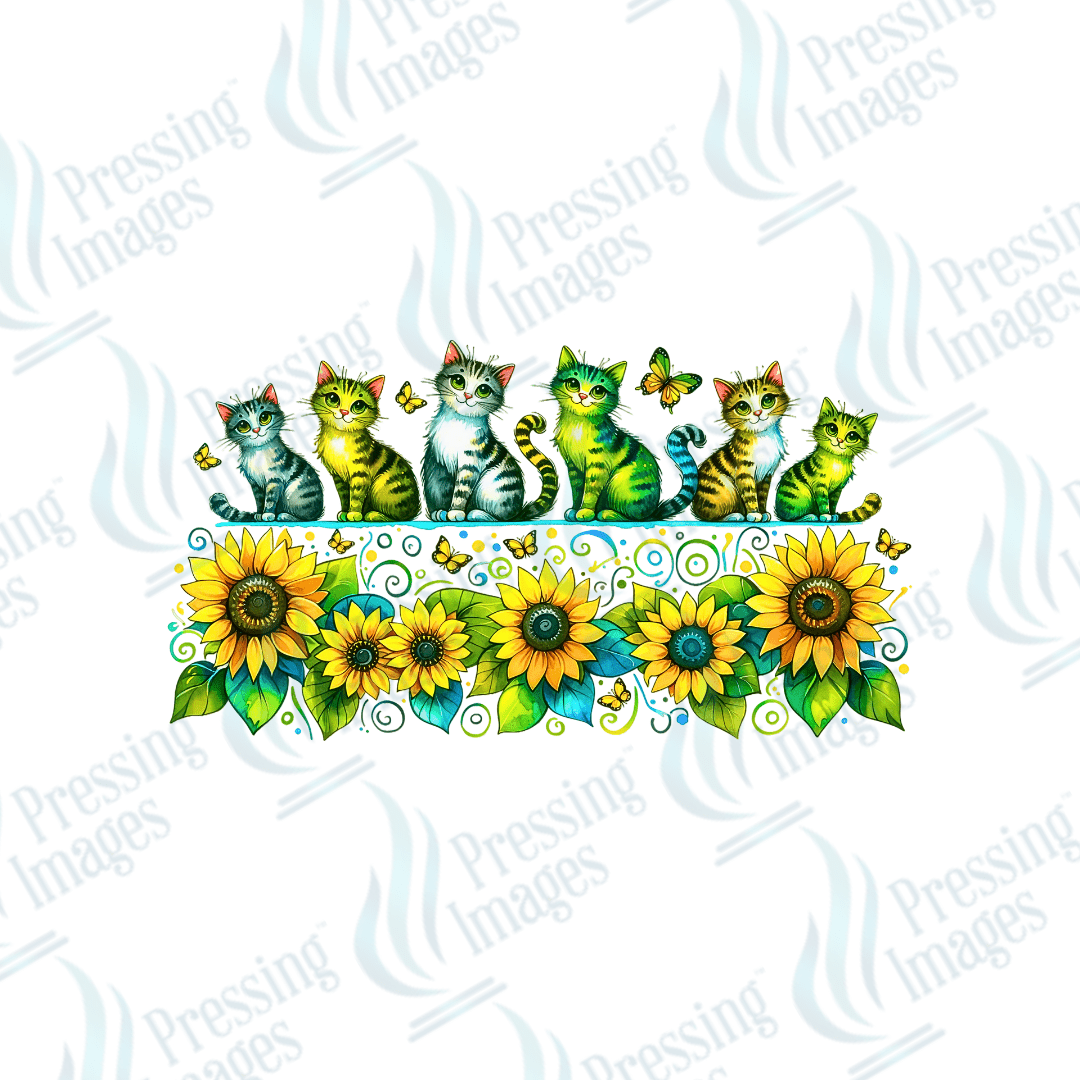 UVD 2652 Cats Sunflowers - Pressing Images