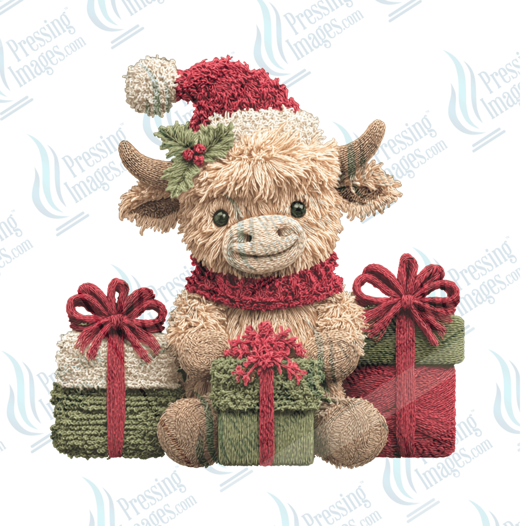 UVD 6657 Yarn Cow With Gifts - Pressing Images