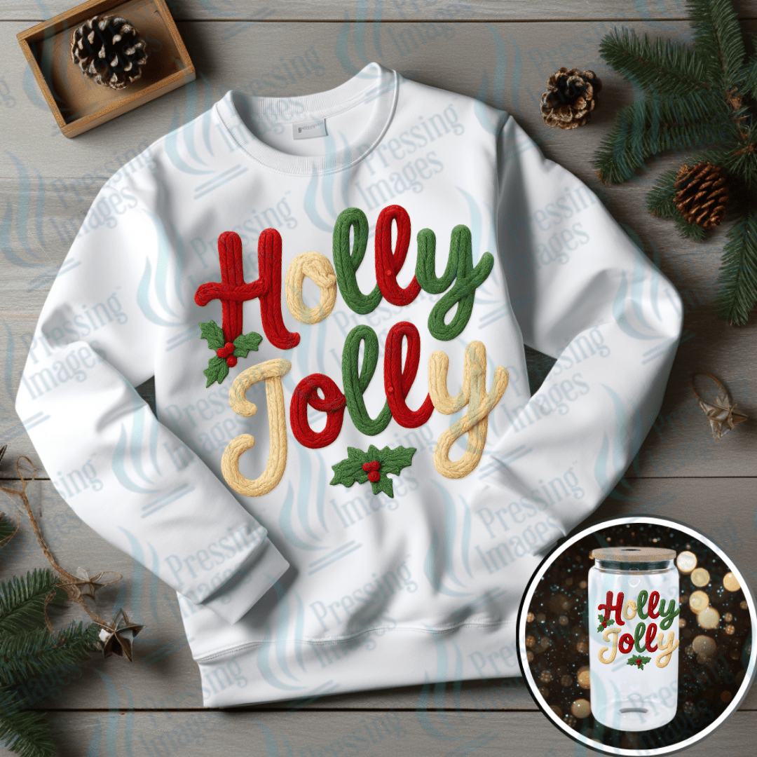 UVD 6685 Faux Yarn Holly Jolly - Pressing Images