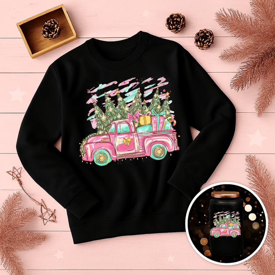 UVD 6749 Pink Christmas Truck - Pressing Images
