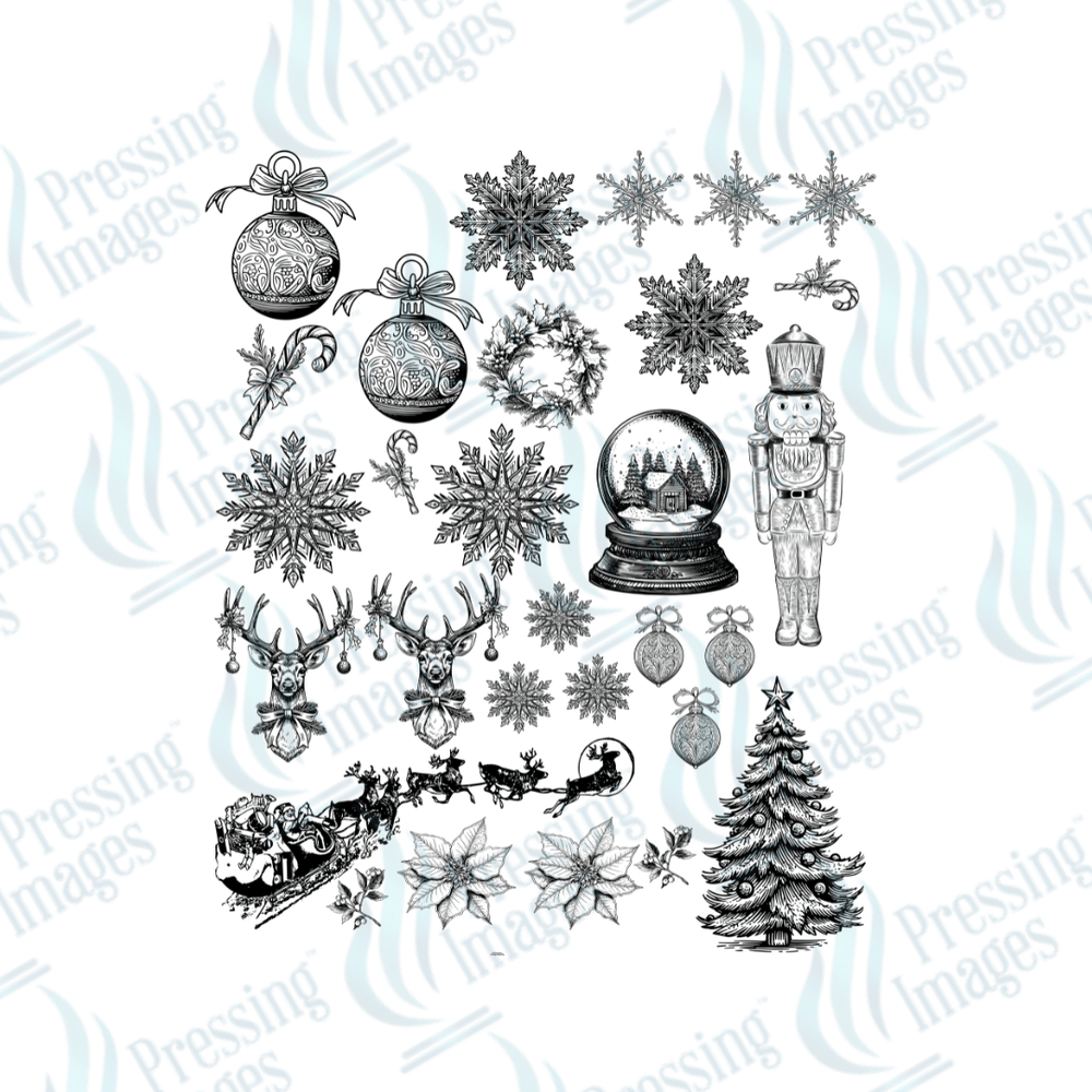 UVS 1854 Black Christmas with snow globe - Pressing Images