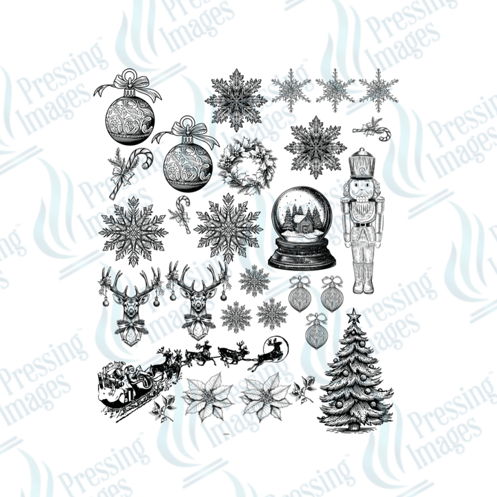 UVS 1854 Black Christmas with snow globe - Pressing Images