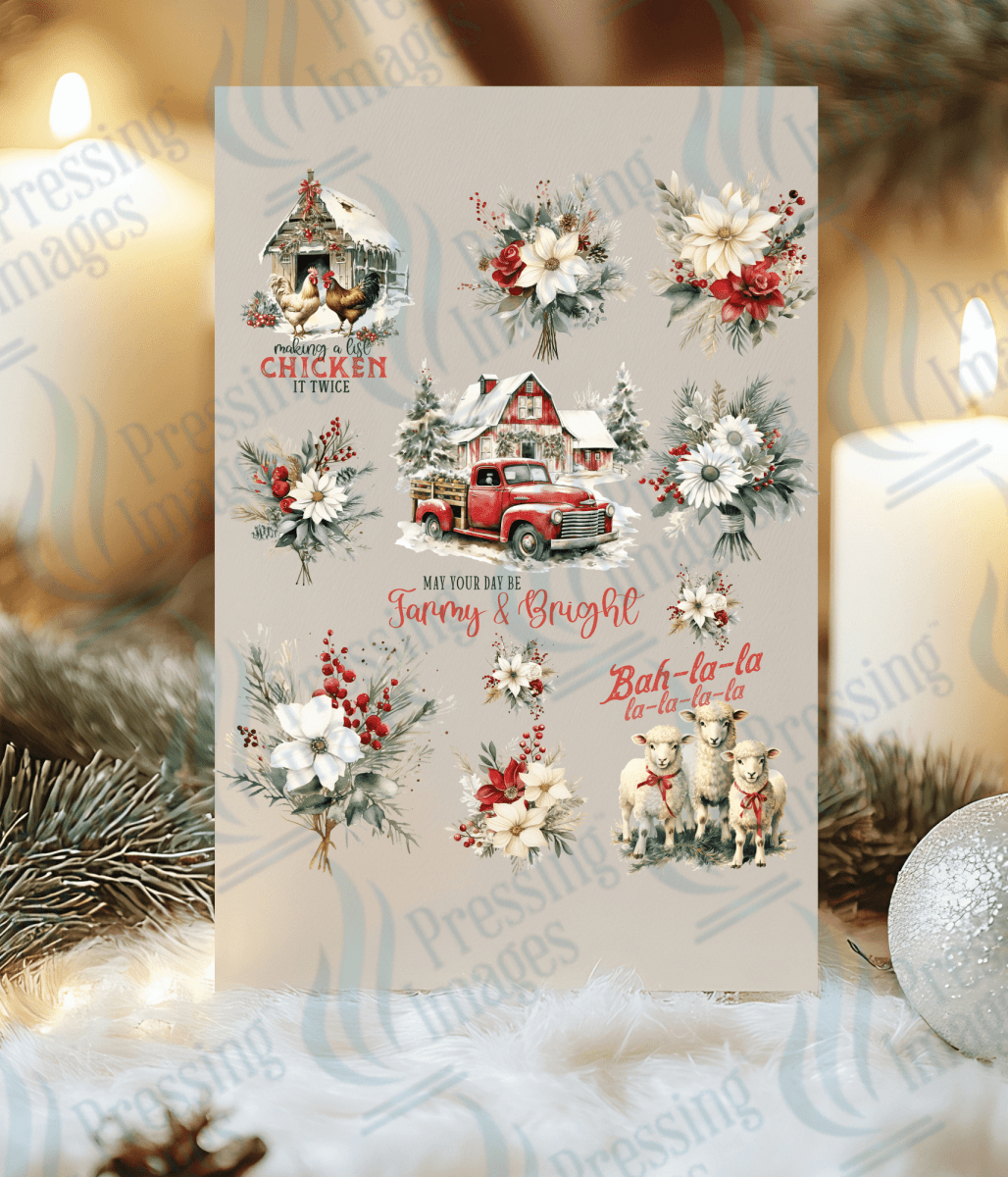 UVS 1861 Farm Christmas red truck - Pressing Images