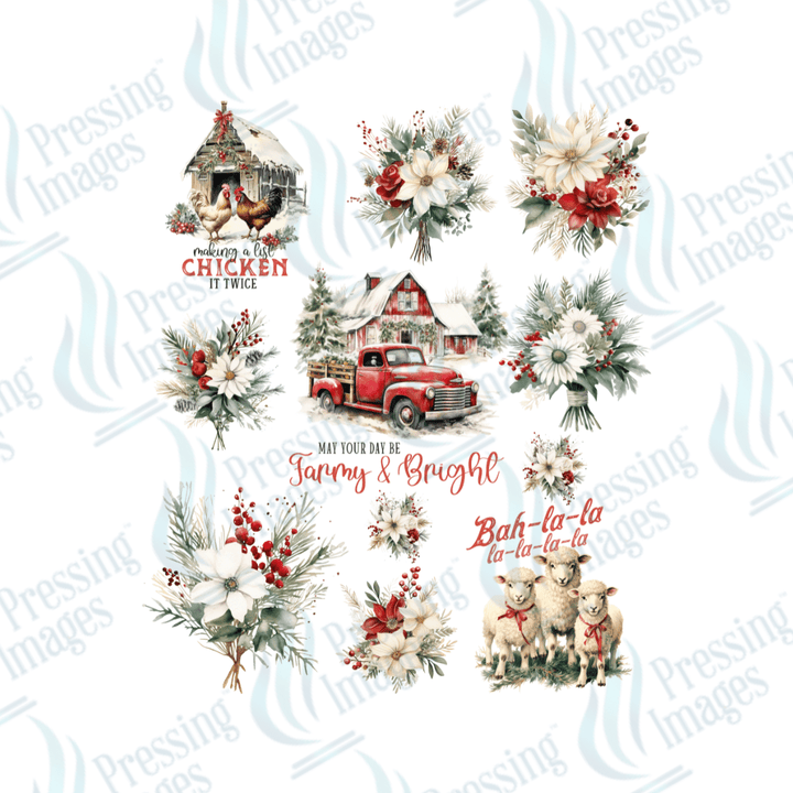 UVS 1861 Farm Christmas red truck - Pressing Images