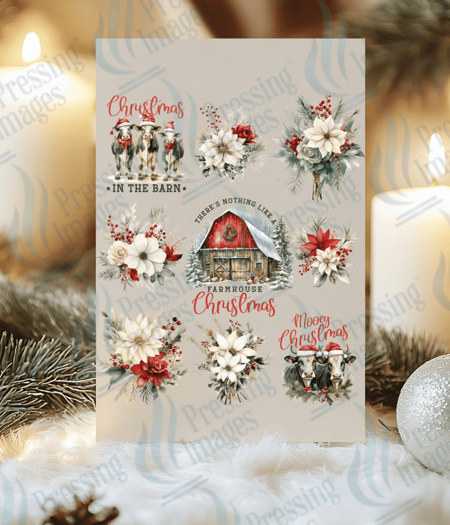 UVS 1863 Farm Christmas red barn - Pressing Images