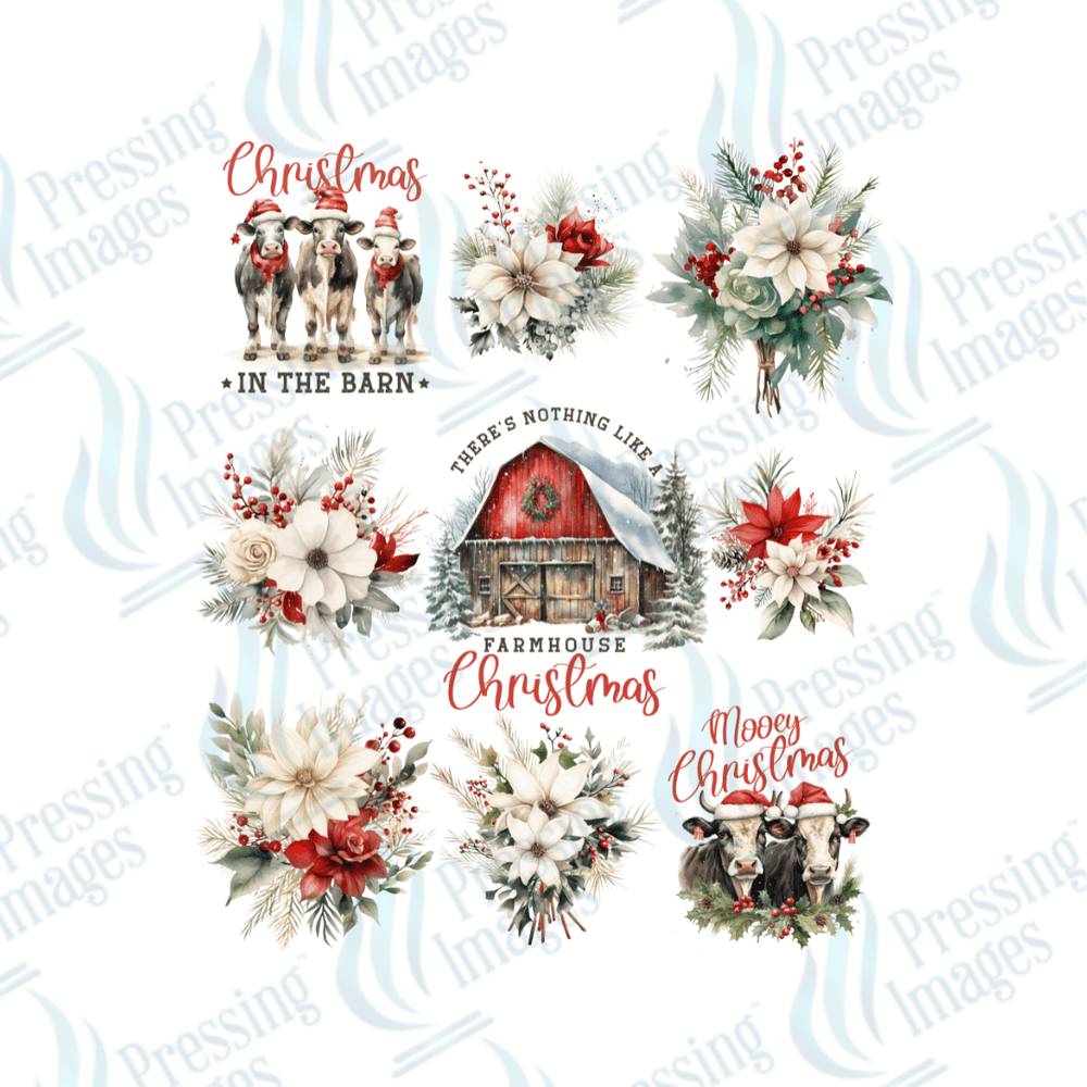 UVS 1863 Farm Christmas red barn - Pressing Images
