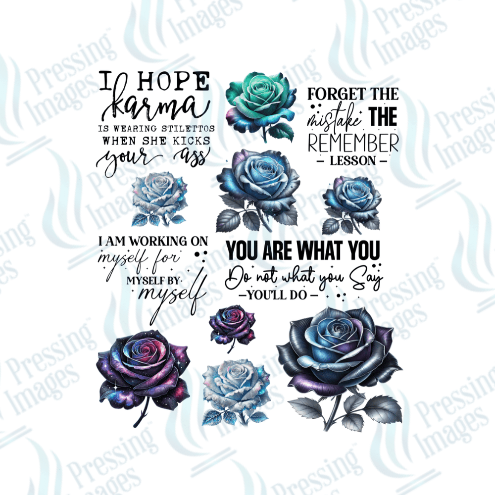 UVS 1871 Fantasy florals blues - Pressing Images