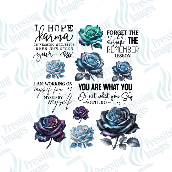 UVS 1871 Fantasy florals blues - Pressing Images