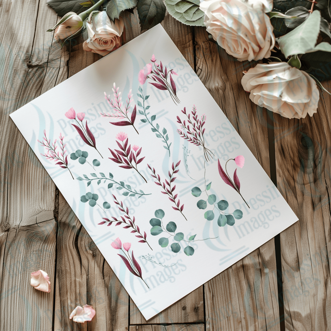 UVS 2027 Watercolour Burgundy and Green - Pressing Images